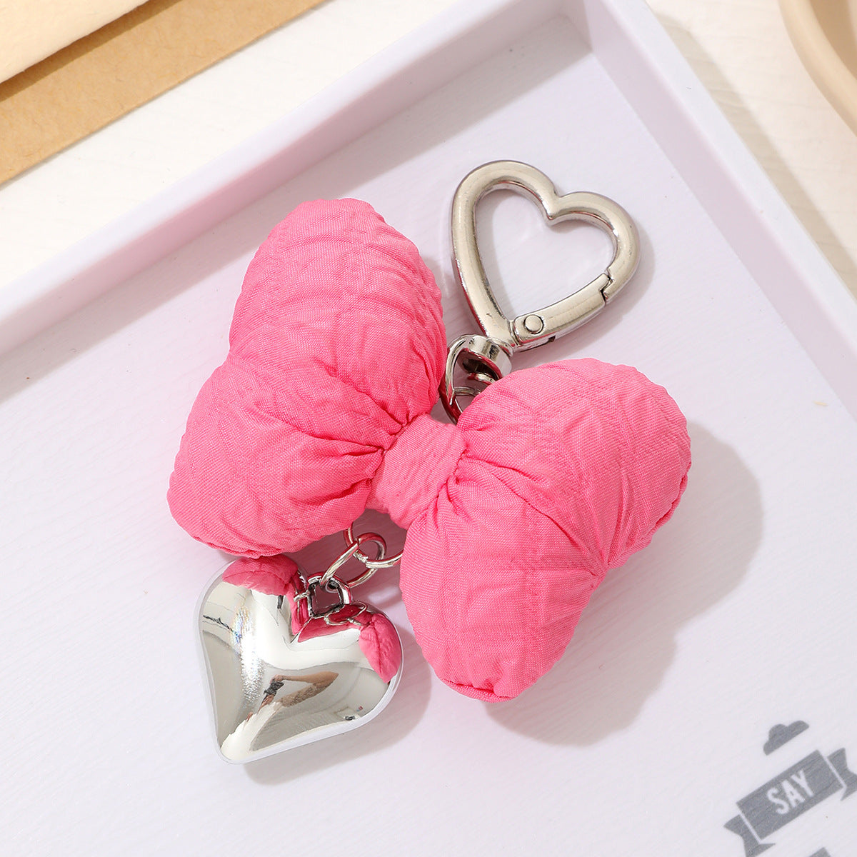 Wholesale New Cotton Leather Bow Mobile Phone Pendant High-end Sense Bag Keychain Hanging Women